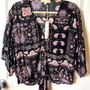 Paisley Tie Crop Top